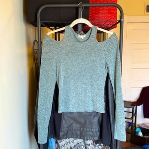 Long sleeve shoulder cut out top